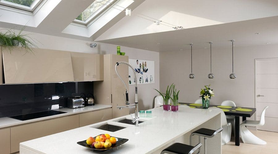 velux roof windows installed in kitchen